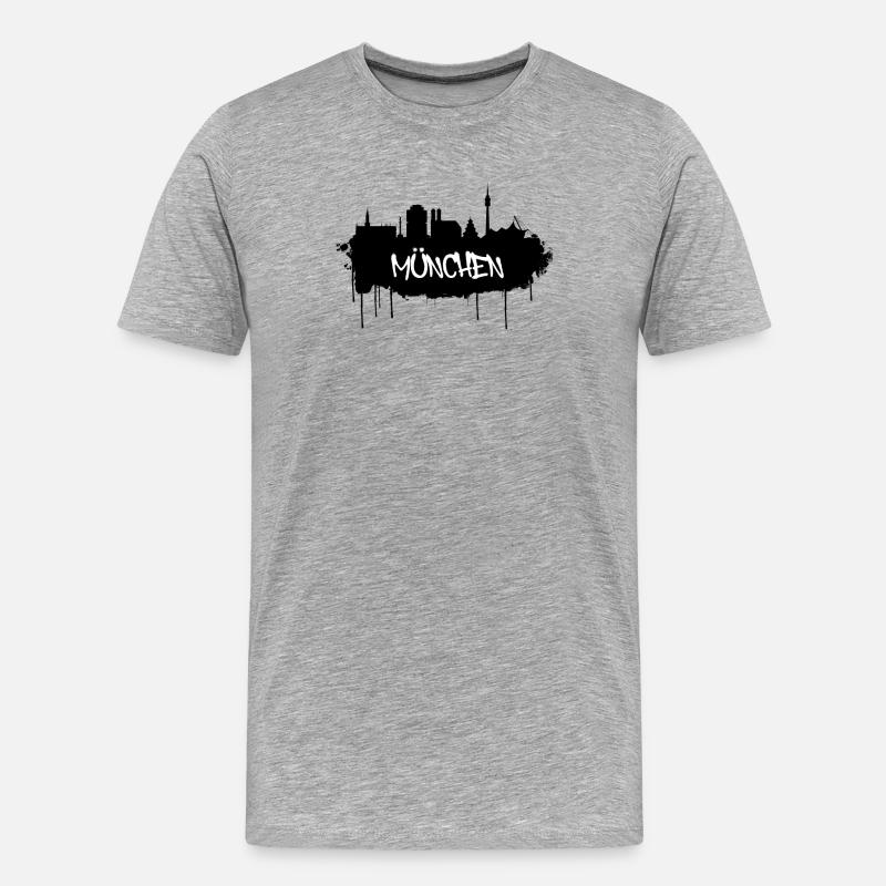 München Graffiti Skyline - Männer Premium Bio T-Shirt - Grau meliert