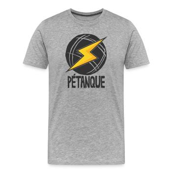 Boules de boules pour bouler et pétanque - T-shirt bio Premium Homme - gris chiné - Devant - Damien (186cm)