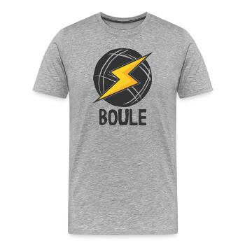 Boule Power! Tenue Boules Boules Boules de Boules Pétanque - T-shirt bio Premium Homme - gris chiné - Devant - Damien (186cm)