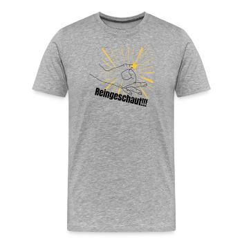 Poing de force dans l’auréole - T-shirt bio Premium Homme - gris chiné - Devant - Damien (186cm)