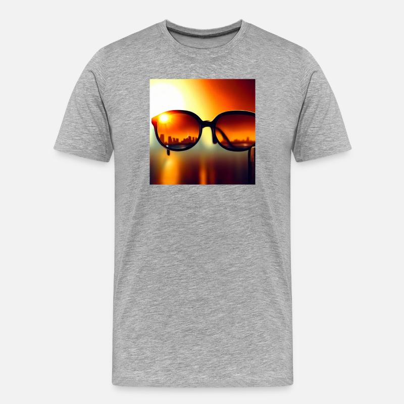 Sunglass-Skyline - Männer Premium Bio T-Shirt - Grau meliert