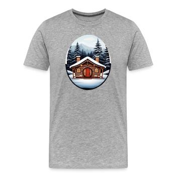 Maison en bois, cabane de Noël - T-shirt bio Premium Homme - gris chiné - Devant - Damien (186cm)