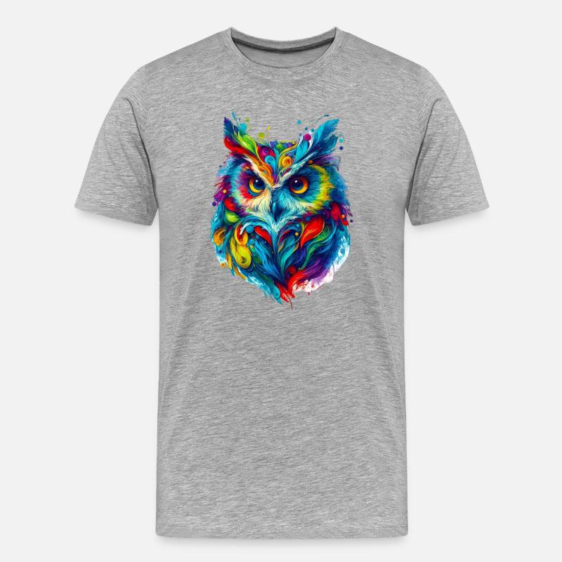 Eule - Männer Premium Bio T-Shirt - Grau meliert