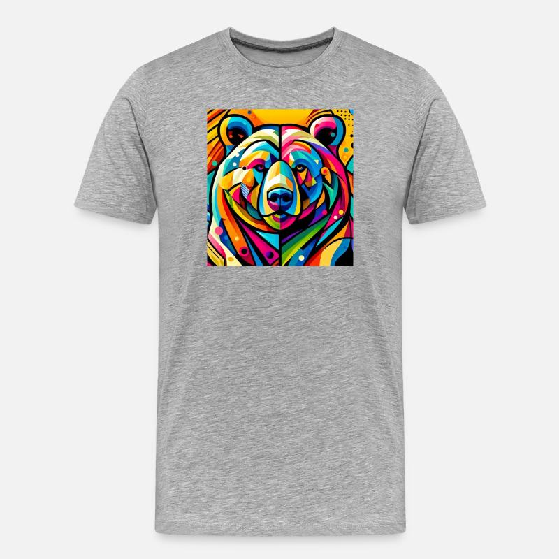 Bär - Männer Premium Bio T-Shirt - Grau meliert