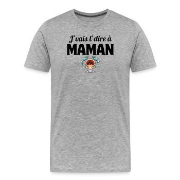 j'vais l'dire, enfant, phrase drôle - T-shirt bio Premium Homme - gris chiné - Devant - Damien (186cm)