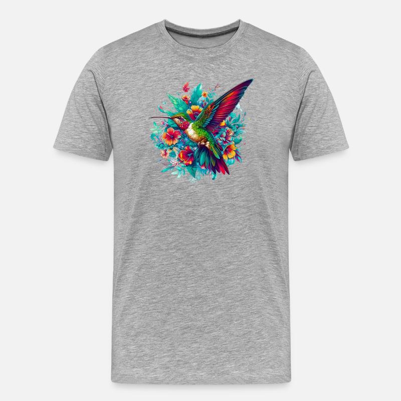 Kolibri - Männer Premium Bio T-Shirt - Grau meliert