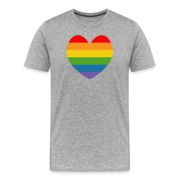 LGBT CSD TShirt Rainbow HEART - T-shirt bio Premium Homme - gris chiné - Devant - Damien (186cm)