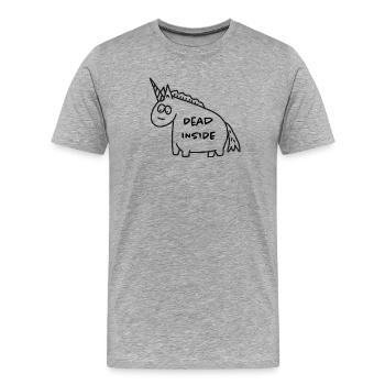 Licorne - Dead Inside - T-shirt bio Premium Homme - gris chiné - Devant - Damien (186cm)