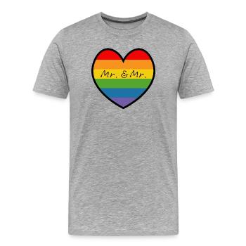 LGBT Mr et Mr HERZ noir gay gay mariage - T-shirt bio Premium Homme - gris chiné - Devant - Damien (186cm)