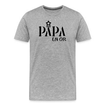 Papa en Or - Hommage aux Papas Exceptionnels - T-shirt bio Premium Homme - gris chiné - Devant - Damien (186cm)