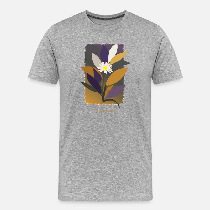 Warm gefärbte Synphonia-Blume - Männer Premium Bio T-Shirt - Grau meliert