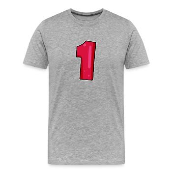 Nummer 1 Rot Dunkel - Männer Premium Bio T-Shirt - Grau meliert - Vorne - Damien (186cm)