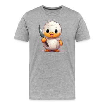 Cute Duck with Knife - Männer Premium Bio T-Shirt - Grau meliert - Vorne - Damien (186cm)