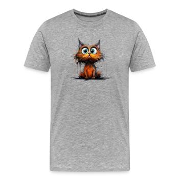 Crazy looking cat for cat lady - Men's Premium Organic T-Shirt - heather grey - Front - Damien (186cm)