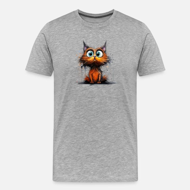 Crazy looking cat für Katzenlady - Männer Premium Bio T-Shirt - Grau meliert