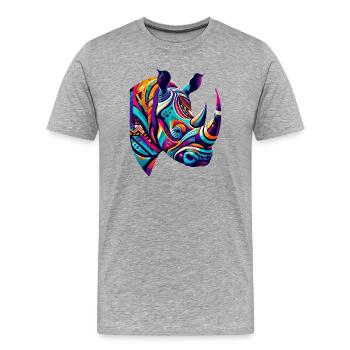 Rhinoceros - Men's Premium Organic T-Shirt - heather grey - Front - Damien (186cm)
