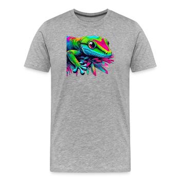 Gecko - T-shirt bio Premium Homme - gris chiné - Devant - Damien (186cm)