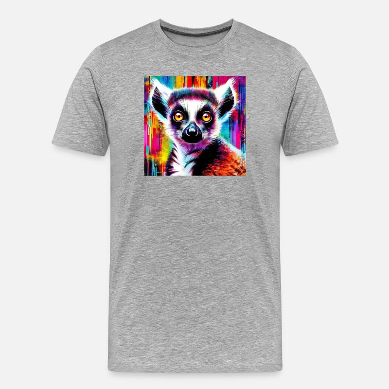 Lemur - Männer Premium Bio T-Shirt - Grau meliert