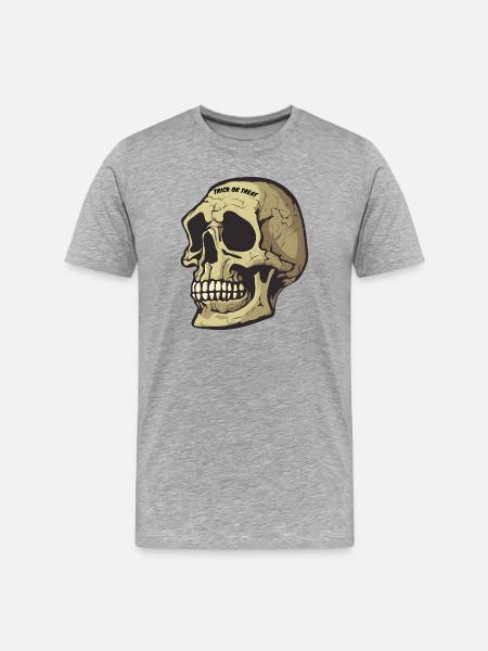Totenkopf - Männer Premium Bio T-Shirt - Grau meliert