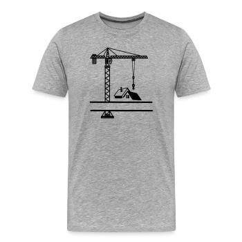 Grue de construction avec maison - T-shirt bio Premium Homme - gris chiné - Devant - Damien (186cm)