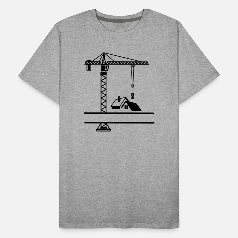 Grue de construction avec maison T-shirt bio Premium Homme