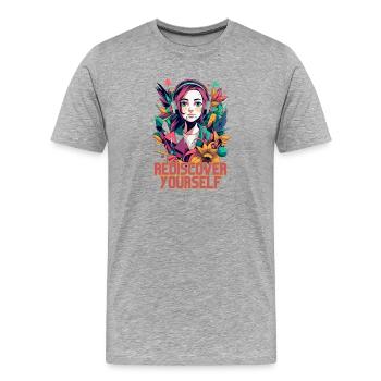 Rediscover Yourself- Trendy Aesthetic Graphic - Männer Premium Bio T-Shirt - Grau meliert - Vorne - Damien (186cm)