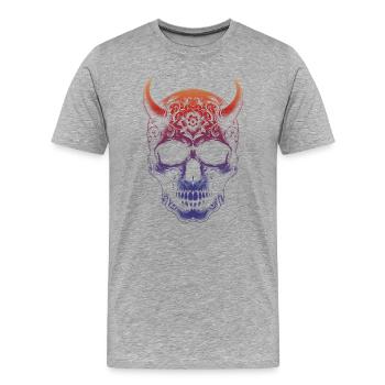 Skull with horns - Men's Premium Organic T-Shirt - heather grey - Front - Damien (186cm)