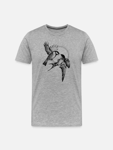 Combat d’oiseaux - T-shirt bio Premium Homme - gris chiné