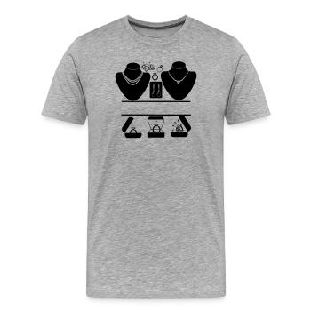 Logo de bijoutier avec bagues, diamants - T-shirt bio Premium Homme - gris chiné - Devant - Damien (186cm)