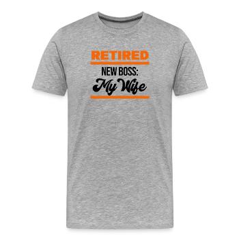 Déclaration de retraite Retraité Carrière d’aîné - T-shirt bio Premium Homme - gris chiné - Devant - Damien (186cm)