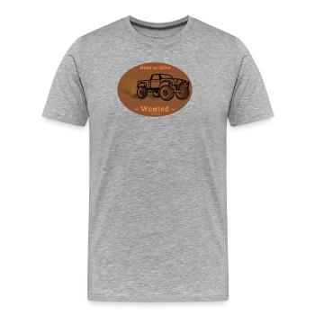 Truck „Wanted“ - Männer Premium Bio T-Shirt - Grau meliert - Vorne - Damien (186cm)