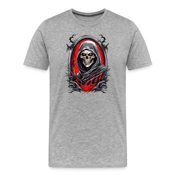 Sensenmann Schädel - Männer Premium Bio T-Shirt - Grau meliert - Vorne - Damien (186cm)