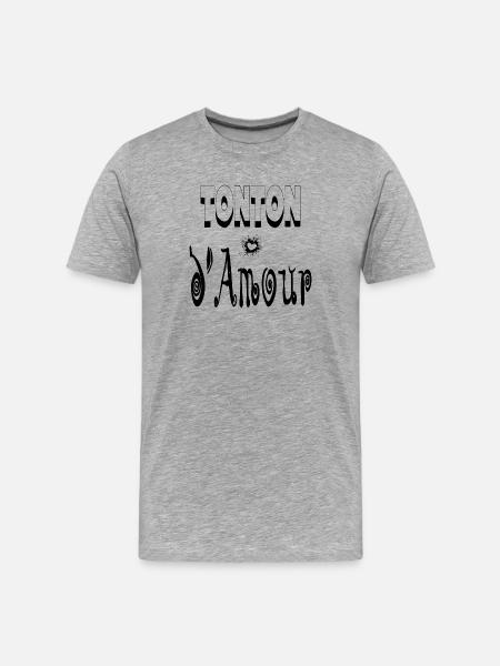Tonton Amour Cœur Oncle - T-shirt bio Premium Homme - gris chiné