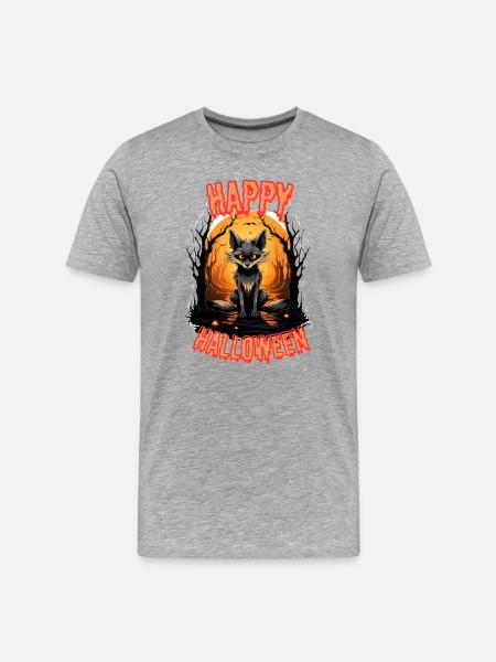 Fabulous Halloween fox with fire - Men's Premium Organic T-Shirt - heather grey