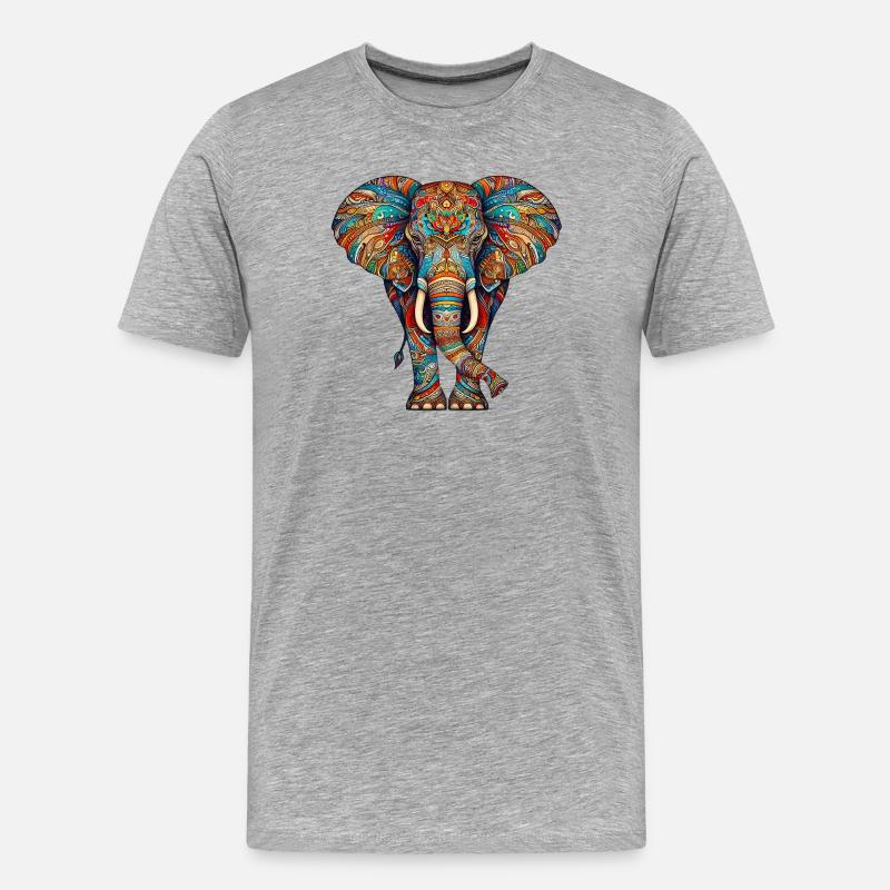 Elefant - Männer Premium Bio T-Shirt - Grau meliert