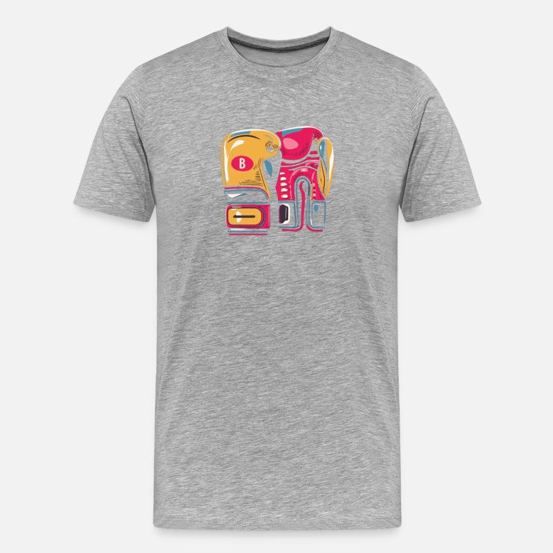 Vivid Boxhandschuh Duo - Männer Premium Bio T-Shirt - Grau meliert