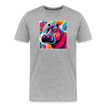 Hippopotame - T-shirt bio Premium Homme - gris chiné - Devant - Damien (186cm)