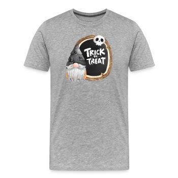 halloween, trick or treat, gnome - T-shirt bio Premium Homme - gris chiné - Devant - Damien (186cm)