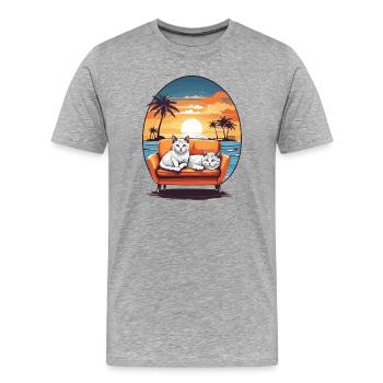 Chats sur canapé - T-shirt bio Premium Homme - gris chiné - Devant - Damien (186cm)