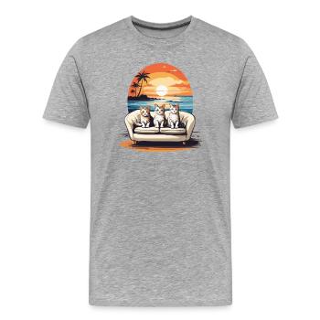 Chats au bord de la mer - T-shirt bio Premium Homme - gris chiné - Devant - Damien (186cm)