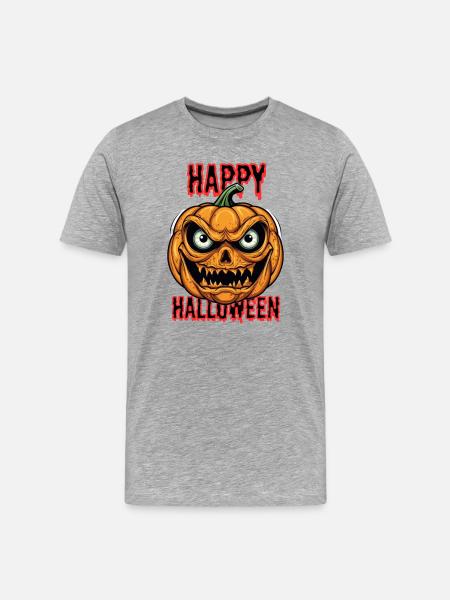 Spooky Halloween Pumpkin Mask - Men's Premium Organic T-Shirt - heather grey