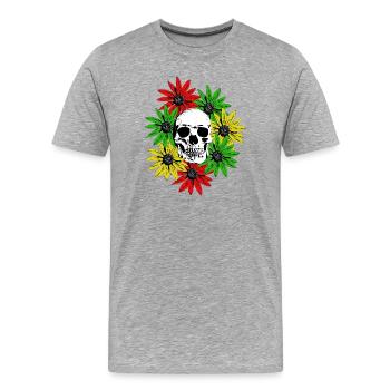 Floral Framed Skull - Men's Premium Organic T-Shirt - heather grey - Front - Damien (186cm)