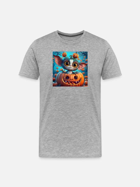 Little Halloween Creature in Pumpkin - Men's Premium Organic T-Shirt - heather grey