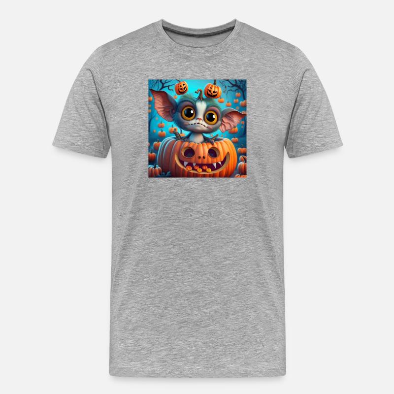 Petite Créature de Halloween dans Citrouille - T-shirt bio Premium Homme - gris chiné