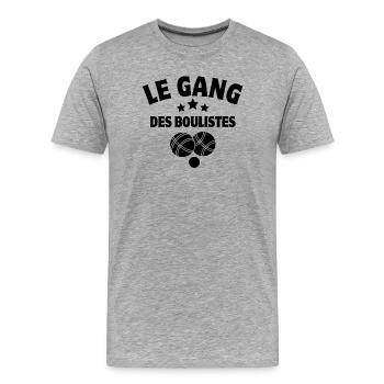 pétanque, club de pétanque, fan de pétanque - T-shirt bio Premium Homme - gris chiné - Devant - Damien (186cm)