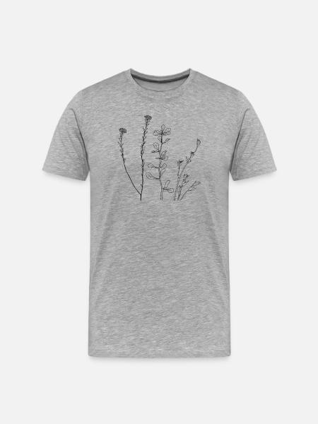 Floral Line Art - Men's Premium Organic T-Shirt - heather grey