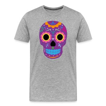 Crâne violet - T-shirt bio Premium Homme - gris chiné - Devant - Damien (186cm)
