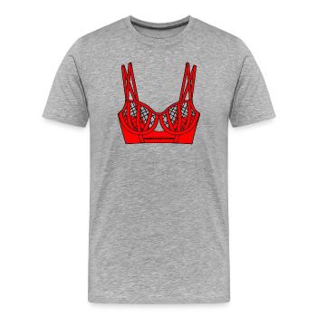Logo de lingerie rouge soutien-gorge - T-shirt bio Premium Homme - gris chiné - Devant - Damien (186cm)