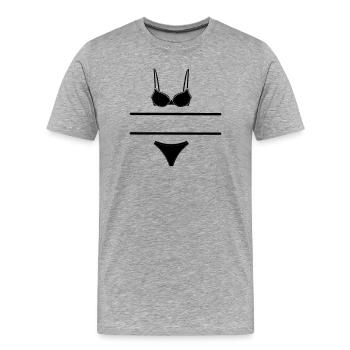 Logo de lingerie pour vendeur de magasin ou d’étal de marché - T-shirt bio Premium Homme - gris chiné - Devant - Damien (186cm)