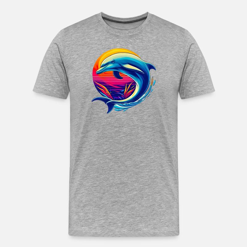 Delfin - Männer Premium Bio T-Shirt - Grau meliert